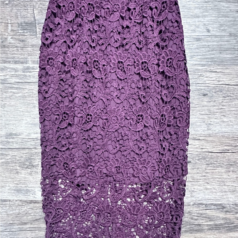 Bar III Purple Embellished Lace Pencil Skirt
